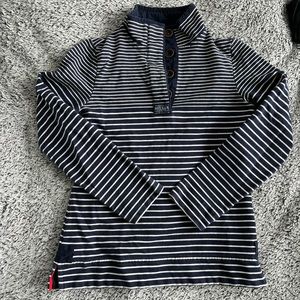 Joules Navy Striped Pullover with Orange detail